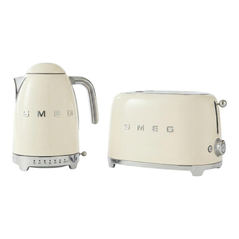 סט קומקום ומצנם SMEG Retro Cream TSF02 & KLF04 – עיצוב רטרו יוקרתי למטבח