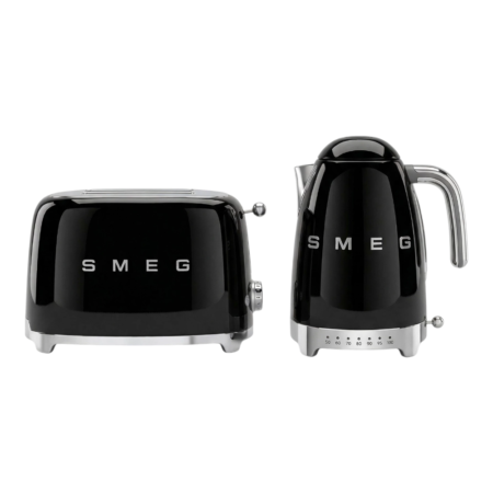 סט קומקום ומצנם SMEG Retro Black TSF02 & KLF04 – עיצוב יוקרתי למטבח