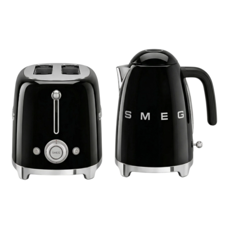 סט קומקום ומצנם SMEG Retro Black TSF02 & KLF03 – שילוב מושלם של עיצוב וביצועים