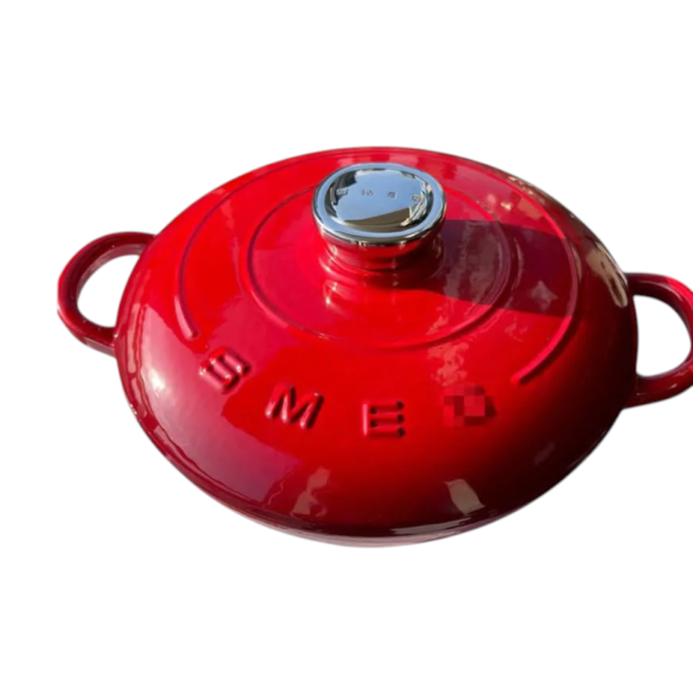Braiser pot from SMEG, 26 cm in diameter – cast iron with red enamel coating