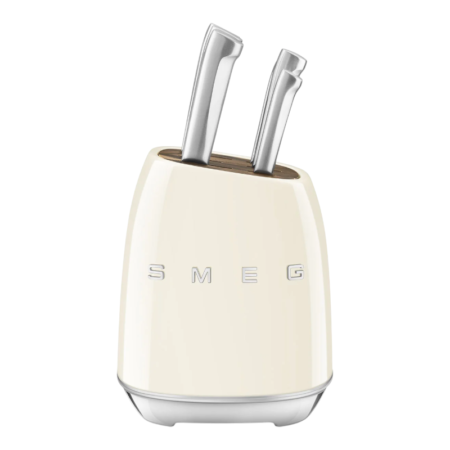 SMEG סט מעמד סכינים, 6 חלקים, בסגנון רטרו Cream