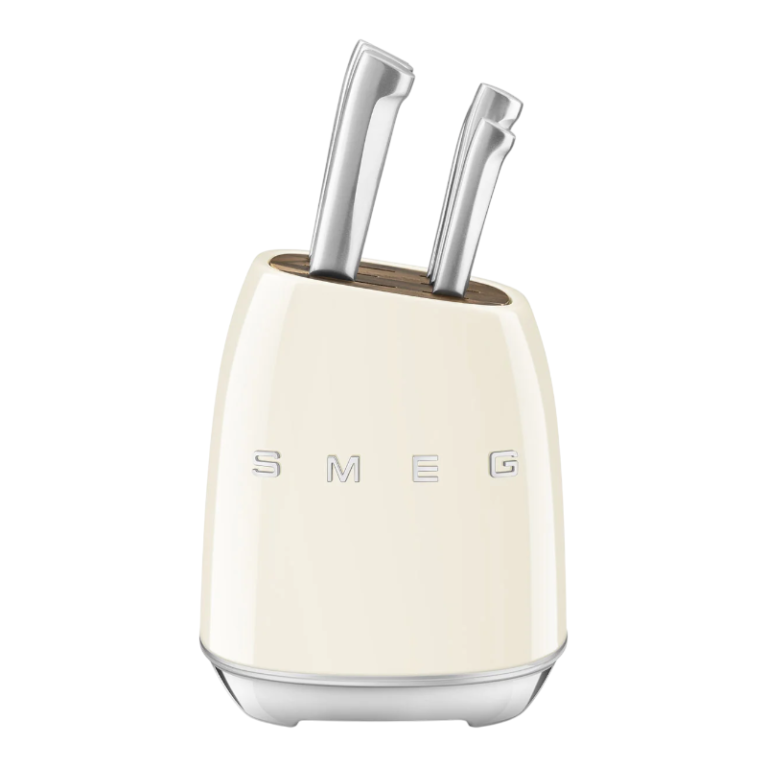 SMEG סט מעמד סכינים, 6 חלקים, בסגנון רטרו Cream