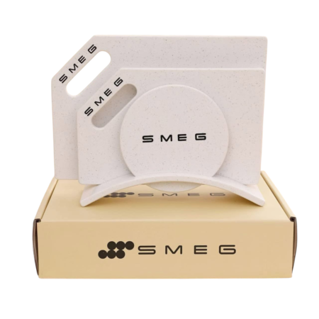 SMEG סט קרשי חיתוך והגשה עם מעמד – לבן