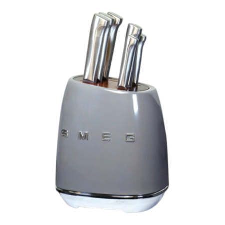 SMEG סט מעמד סכינים, 6 חלקים, בסגנון רטרו Gray