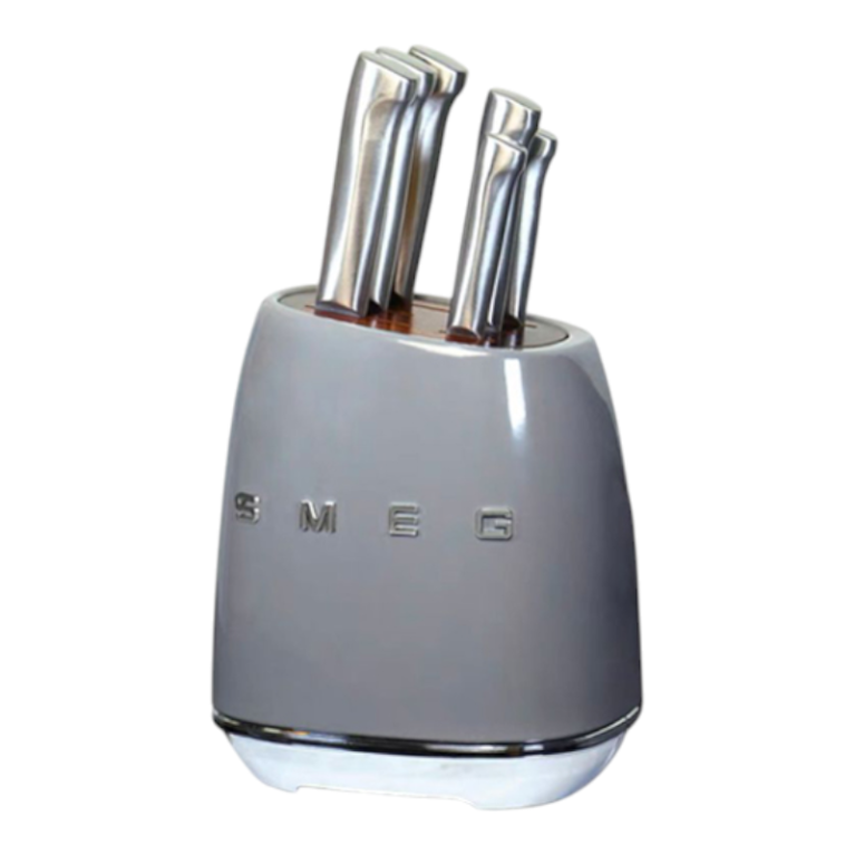 SMEG סט מעמד סכינים, 6 חלקים, בסגנון רטרו Gray