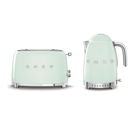 SMEG TSF01PGUS & KLF04PGEU Pastel Green טוסטר וקומקום חשמליים – סט רטרו