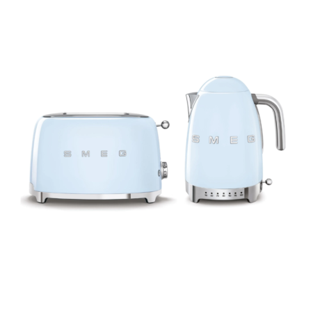 SMEG TSF01PBUS & KLF04PBEU Pastel Blue טוסטר וקומקום חשמליים – סט רטרו