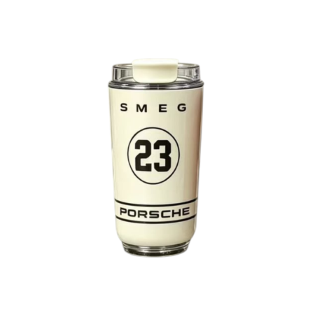 SMEG x Porsche 240ml Cream Travel Mug מנירוסטה ופלסטיק