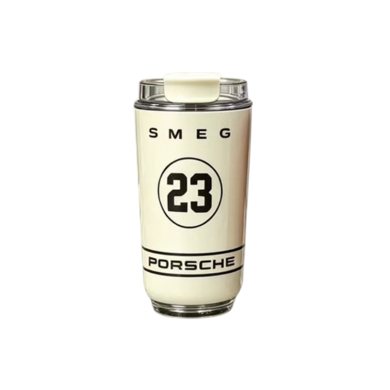 SMEG x Porsche 240ml Cream Travel Mug מנירוסטה ופלסטיק