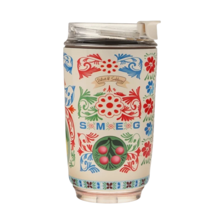 SMEG Flowers Pattern Cream כוס תרמית 240 מ״ל בעיצוב פרחוני