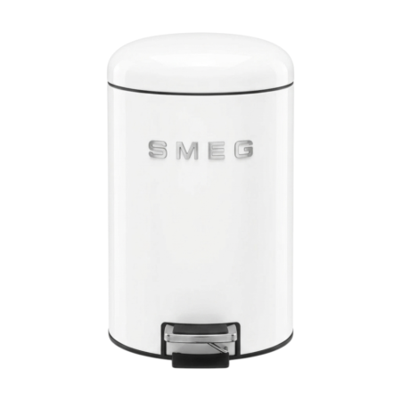 SMEG 12L Pedal Bin White – Retro design trash can with foot pedal