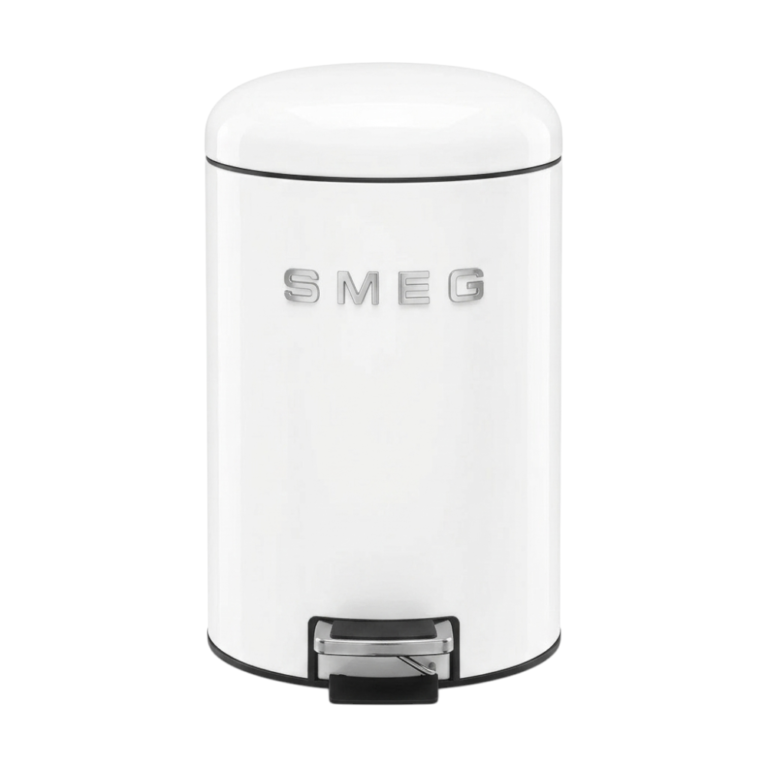 SMEG 12L Pedal Bin White – Retro design trash can with foot pedal