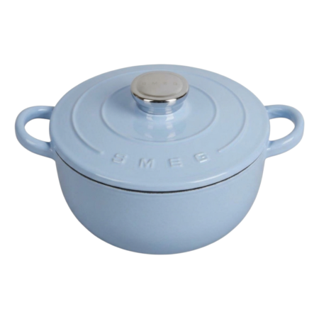 SMEG Cast Iron 24cm 4.2L Blue – Enameled cast iron pot with lid