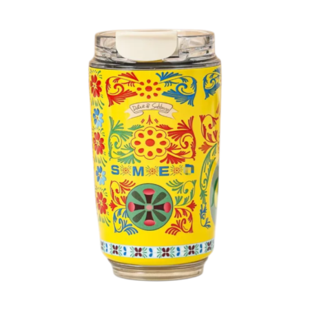 SMEG Flowers Pattern Yellow כוס תרמית 240 מ״ל בעיצוב פרחוני