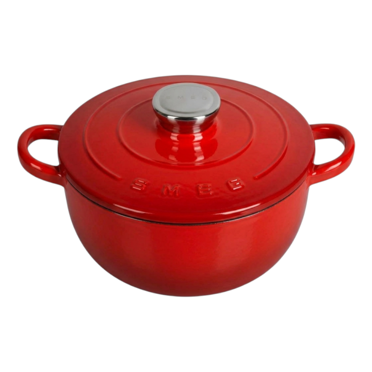 SMEG Cast Iron 24cm 4.2L Red – Enameled cast iron pot with lid