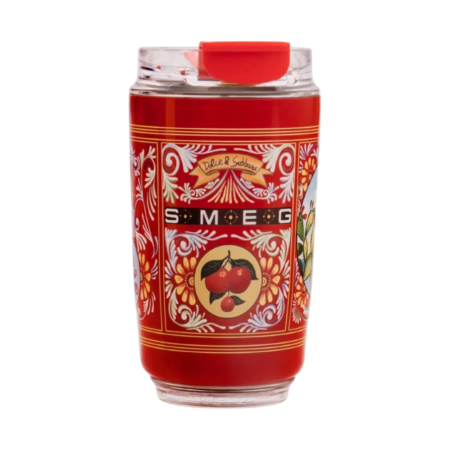 SMEG Flowers Pattern Red כוס תרמית 240 מ״ל בעיצוב פרחוני