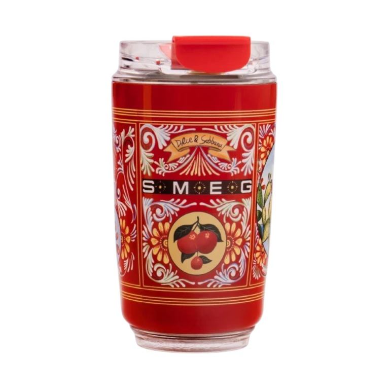 SMEG Flowers Pattern Red כוס תרמית 240 מ״ל בעיצוב פרחוני