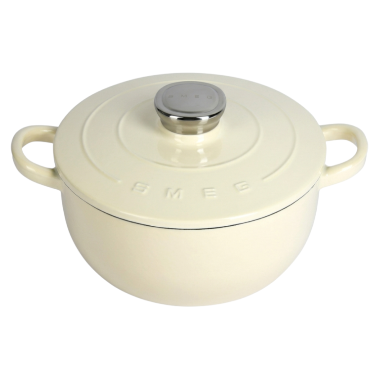 SMEG Cast Iron 24cm 4.2L Beige – Enameled cast iron pot with lid