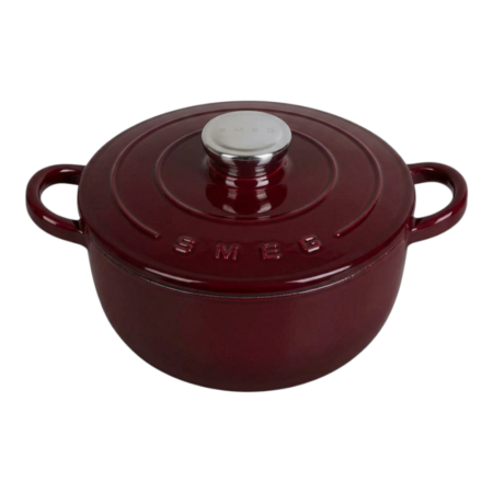 SMEG Cast Iron 24cm 4.2L Wine – Enameled cast iron pot with lid