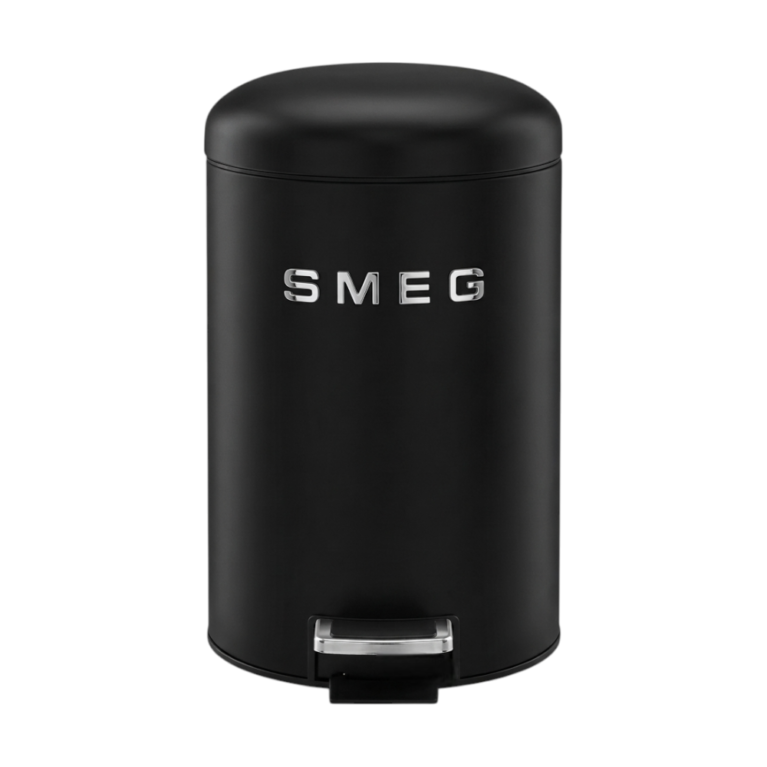 SMEG 12L Pedal Bin Black – Retro design trash can with foot pedal